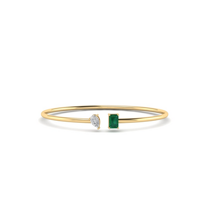 Toi et Moi Tia Bangle in Emerald - 1.2 carat