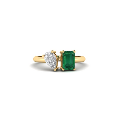 Toi et Moi Tia Ring in Emerald - 1.2 carat