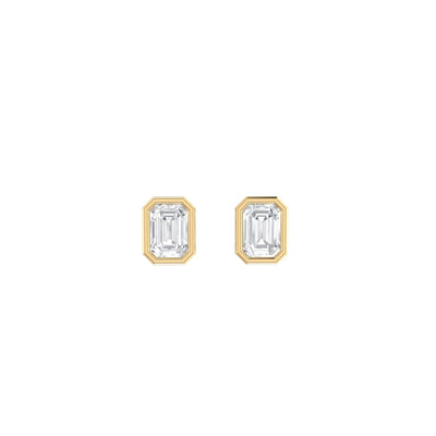 Emerald Soli Earrings in Bezel - 0.5 carat