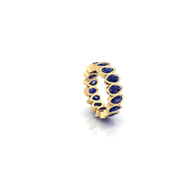 Blue Sapphire Pear Forever & Ever Ring in Bezel - 3.2 carats