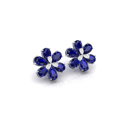 Blue Sapphire Bloom Earrings - 33 carats