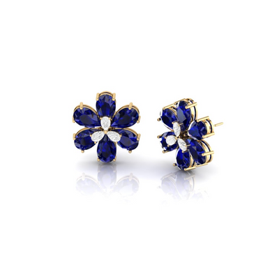 Blue Sapphire Bloom Earrings - 33 carats