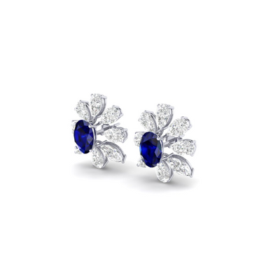 Blue Sapphire Petal Earrings - 17 carats