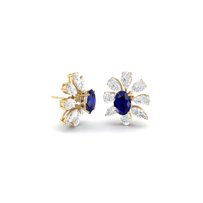 Blue Sapphire Petal Earrings - 17 carats