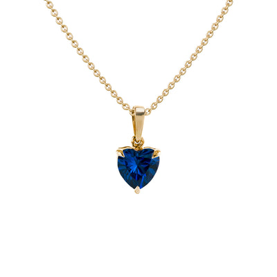 Blue Sapphire Heart Drop Pendant - 1 carat