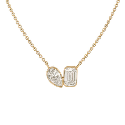 Toi et Moi Tia Necklace in Bezel - 1.4 carat
