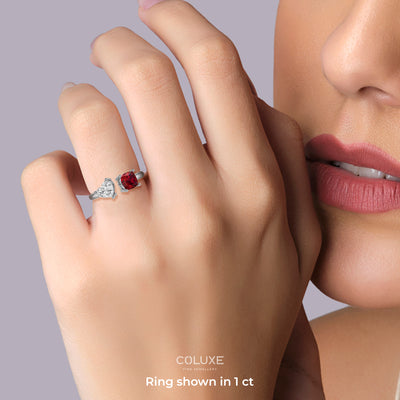 Toi et Moi Mia Ring in Ruby - 1 carat