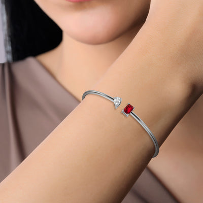 Toi et Moi Tia Bangle in Ruby - 1.2 carat